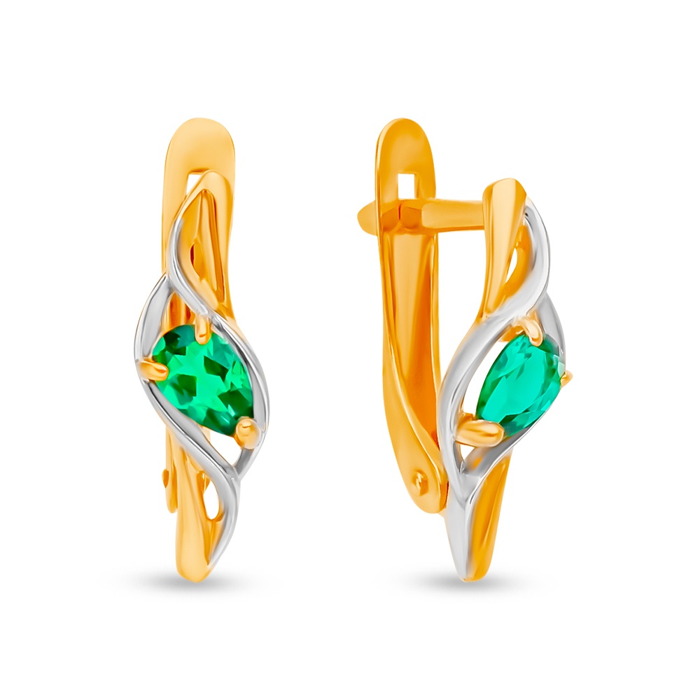 

Серьги из красного золота 585Gold 4300137780, изумруд искусственный, 4300137780