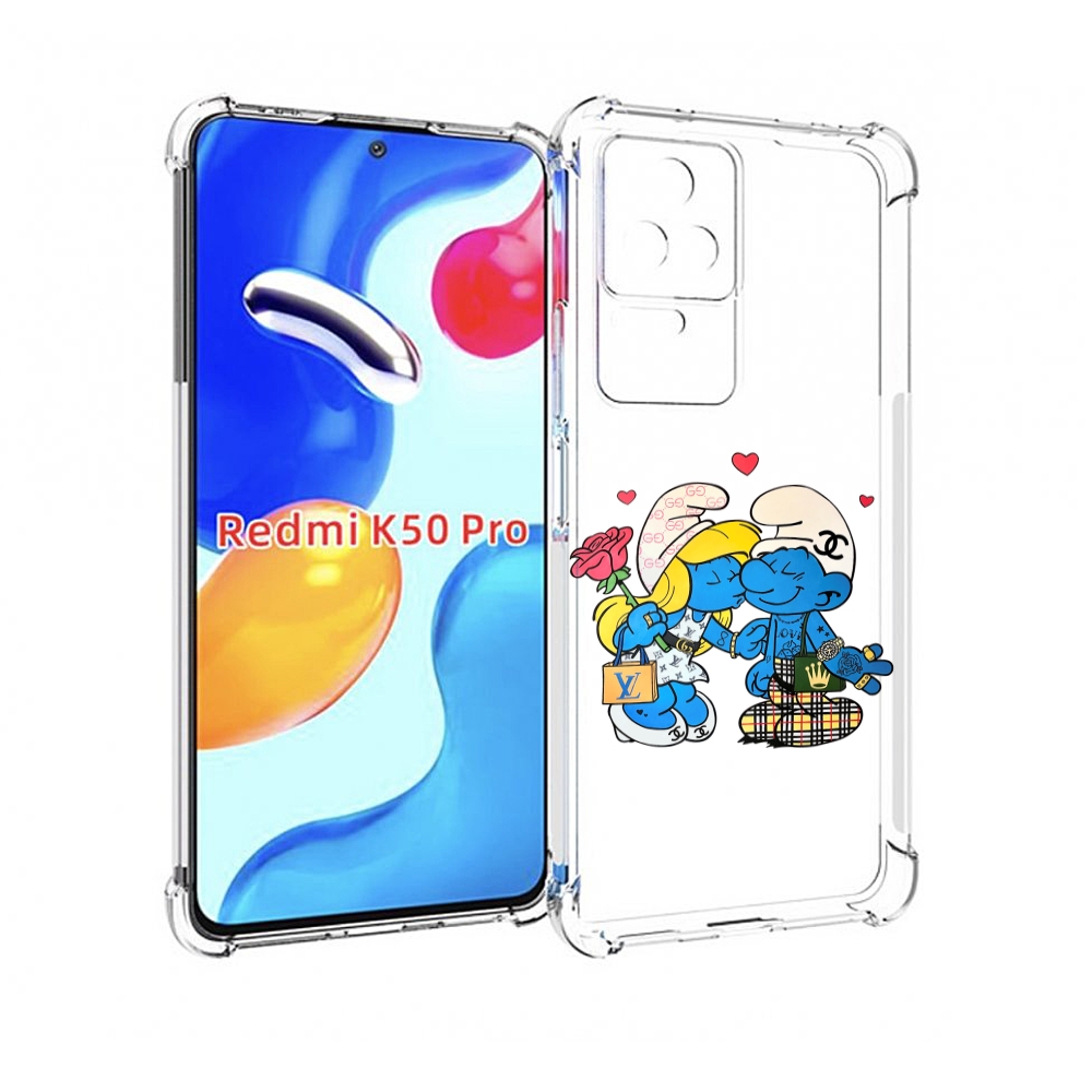 

Чехол MyPads модные-смурфики для Xiaomi Redmi K50/K50 Pro, Прозрачный, Tocco