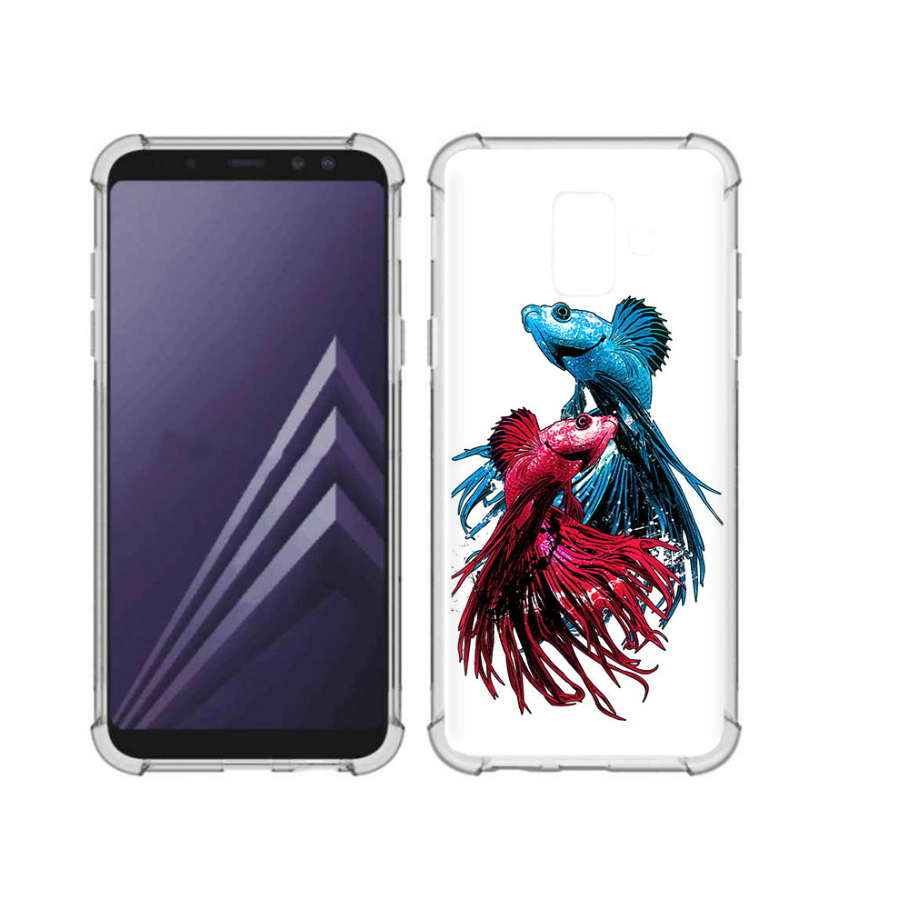 

Чехол MyPads Tocco для Samsung Galaxy A6 (2018) рыбы петушки (PT111558.582.592), Прозрачный, Tocco