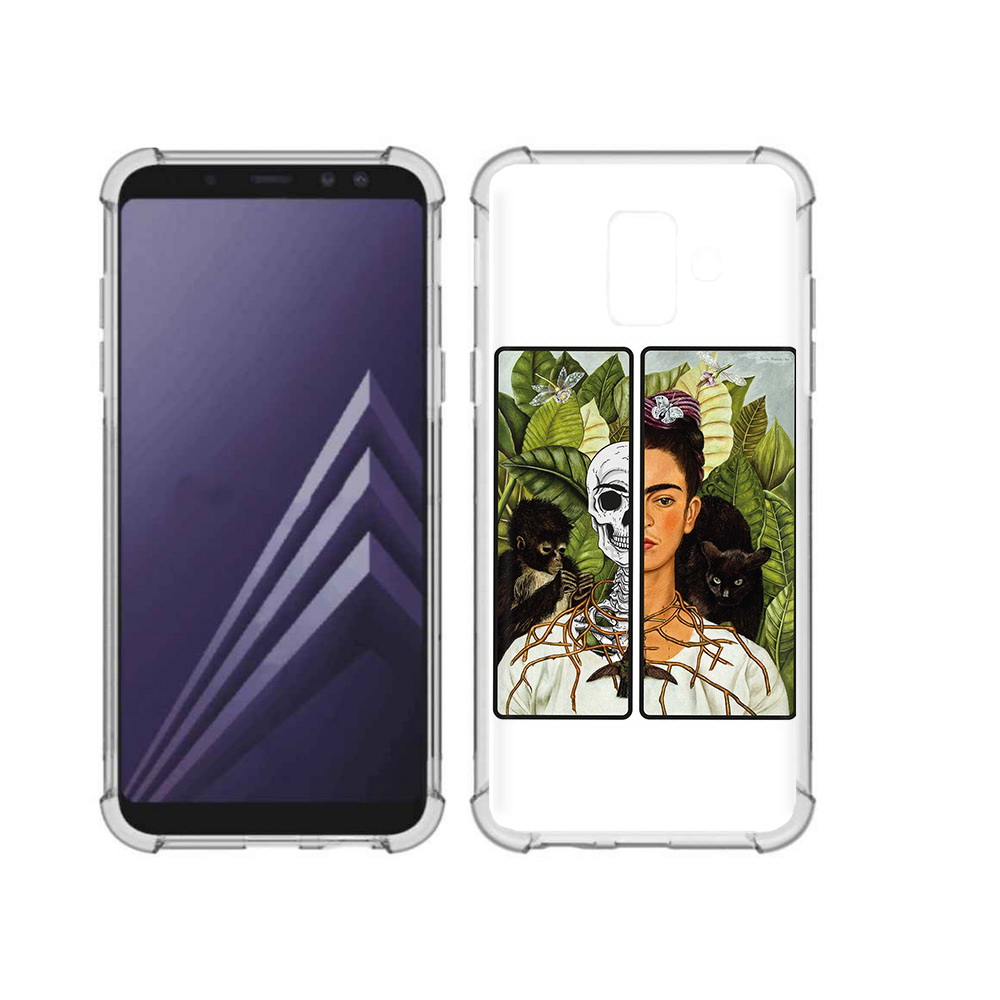

Чехол MyPads Tocco для Samsung Galaxy A6 (2018) сдвоенная картинка девушка скелет, Прозрачный, Tocco