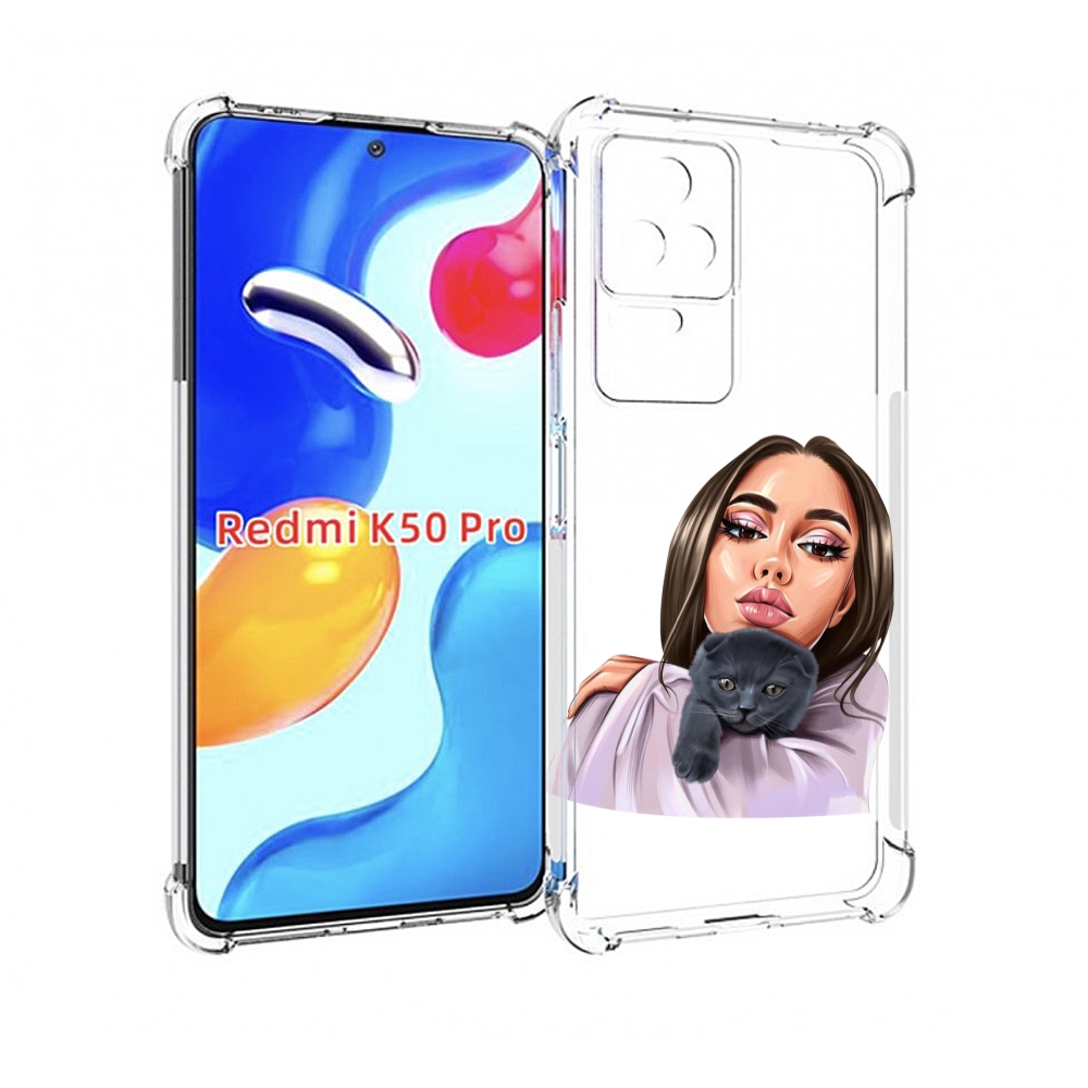 

Чехол MyPads нарисованная-девушка-с-котом женский для Xiaomi Redmi K50 / K50 Pro, Прозрачный, Tocco