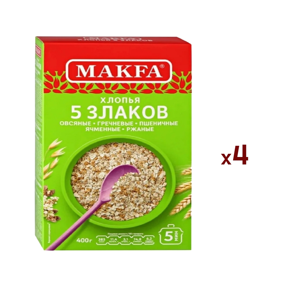 Хлопья Макфа 5 злаков, 400 г х 4 шт