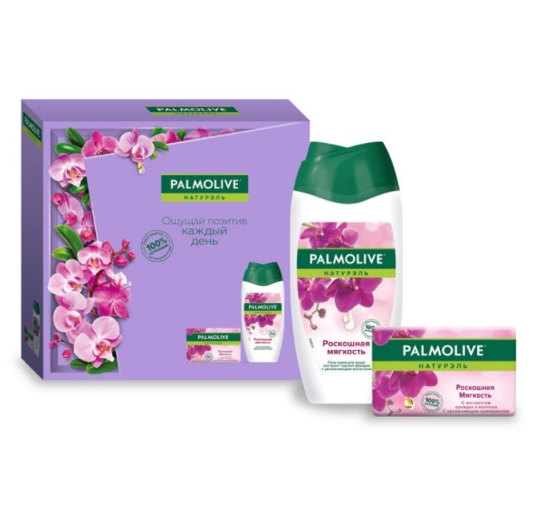 Подарочный набор Palmolive Натурэль Роскошная мягкость комплект мыло кусковое palmolive роскошная мягкость с экстрактом орхидеи 90 г х 2 шт