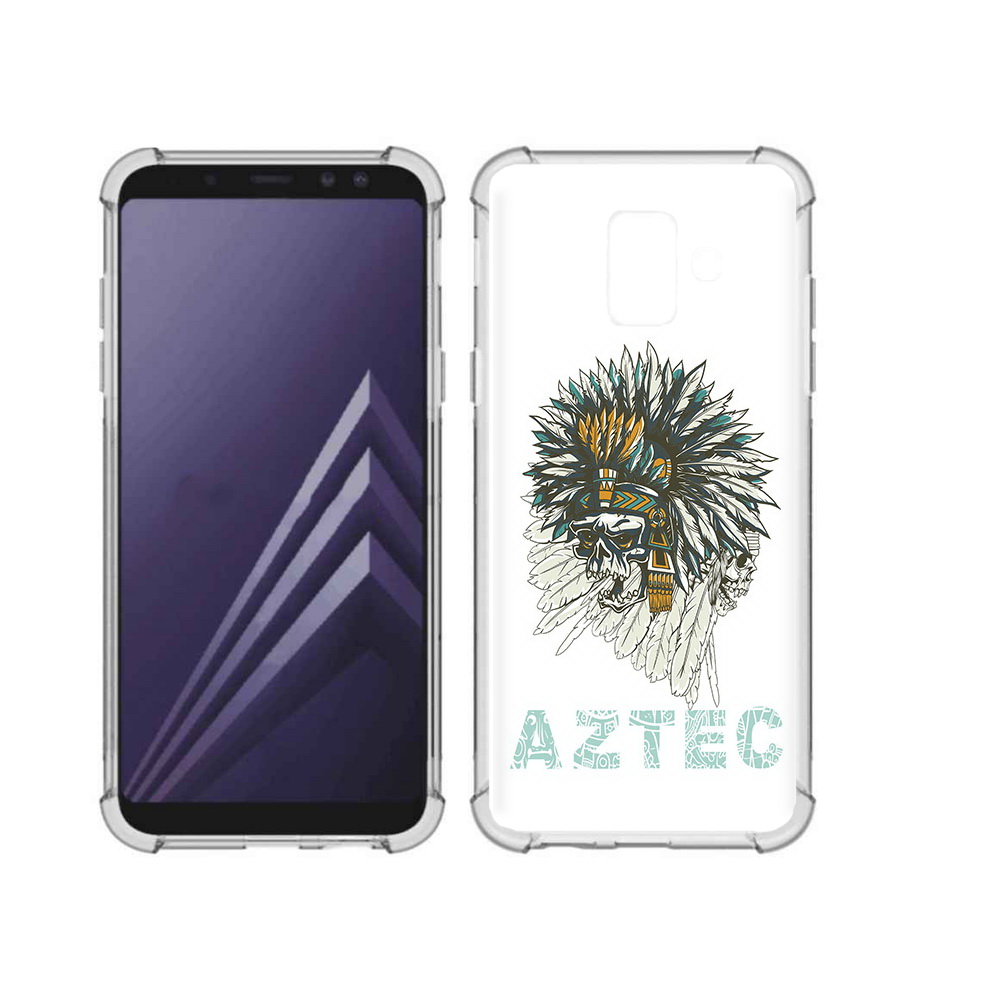

Чехол MyPads Tocco для Samsung Galaxy A6 (2018) скелет индеец (PT111558.582.602), Прозрачный, Tocco