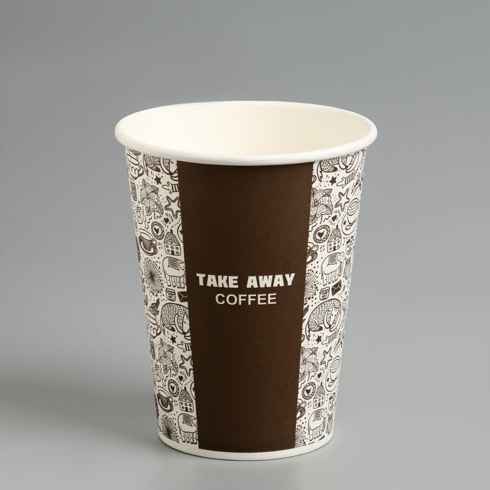 

Стакан "Take Away COFFEE" для горячих напитков, 350 мл, диаметр 90 мм (50 шт), Коричневый