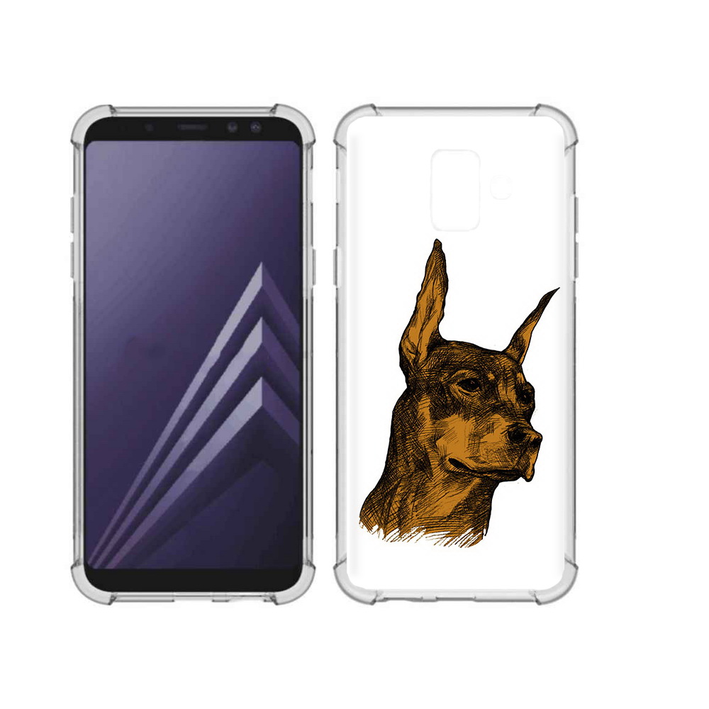 

Чехол MyPads Tocco для Samsung Galaxy A6 (2018) скетч доберман (PT111558.582.605), Прозрачный, Tocco