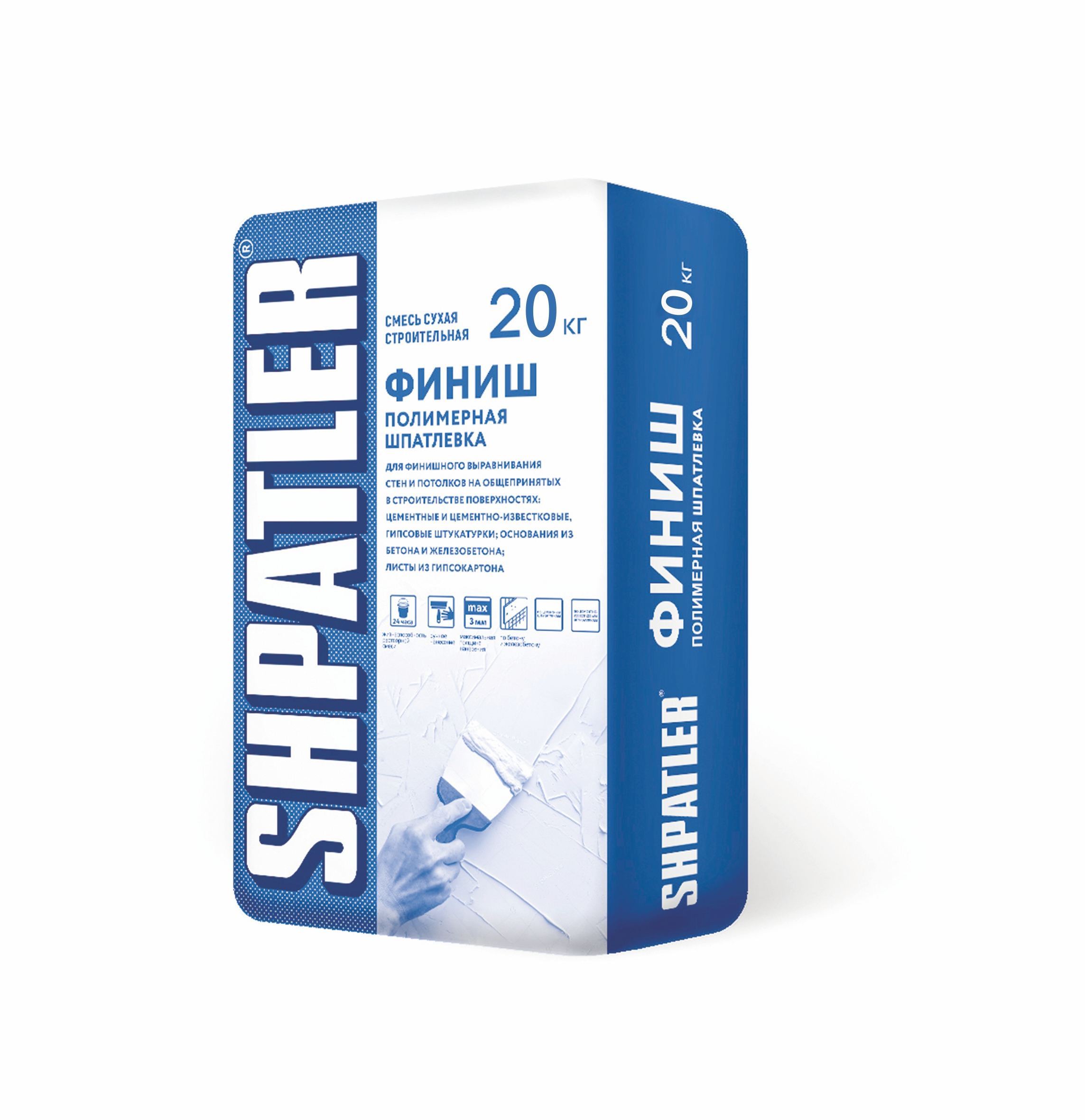Шпаклёвка Шпатлер, Финиш (Полимерная), 20 кг шпаклевка полимерная glims whitepolymer 20 кг