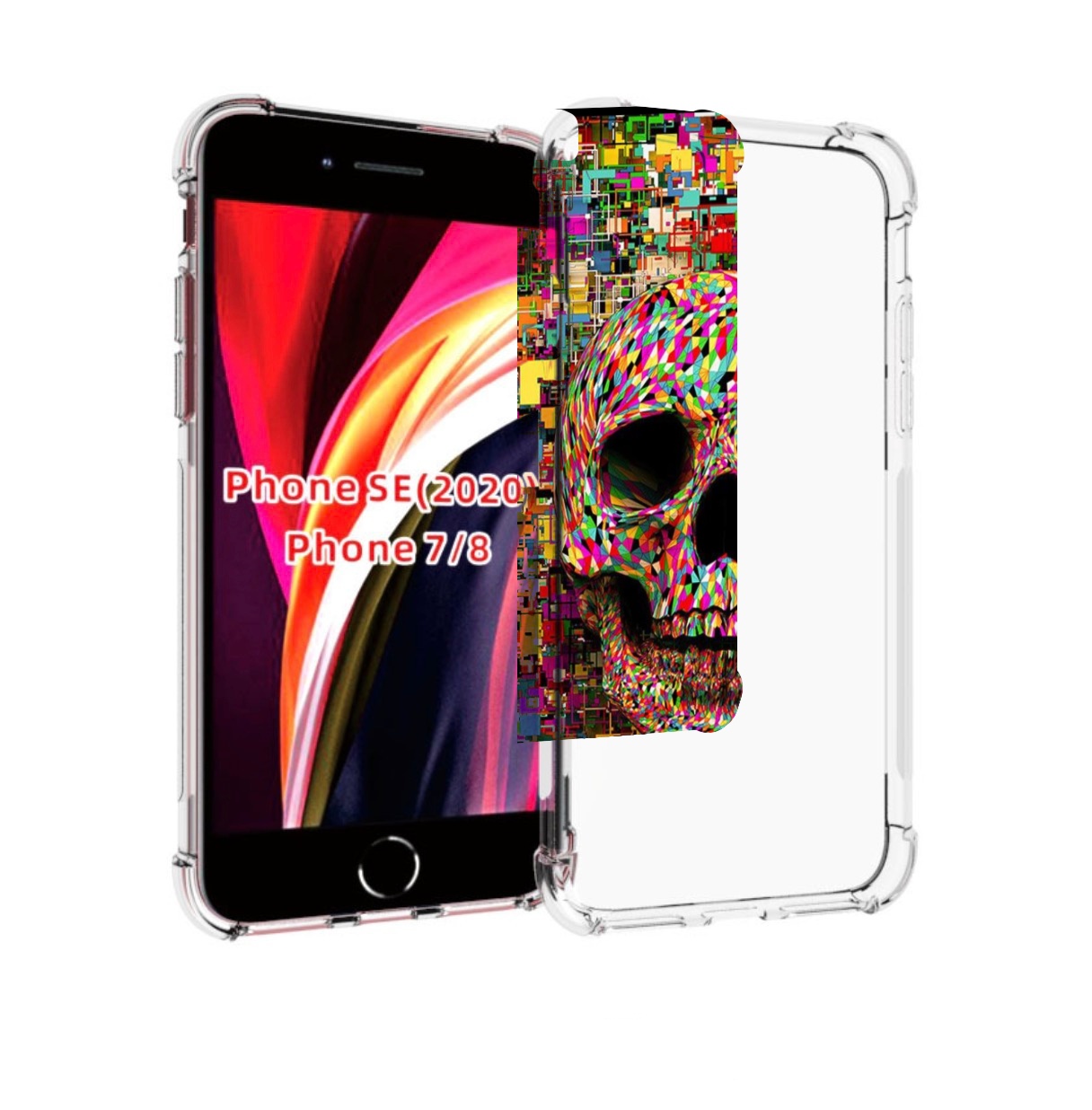 

Чехол MyPads череп красочные цвета для iPhone 7 4.7 / iPhone 8 / iPhone SE 2 (2020), Прозрачный, Tocco