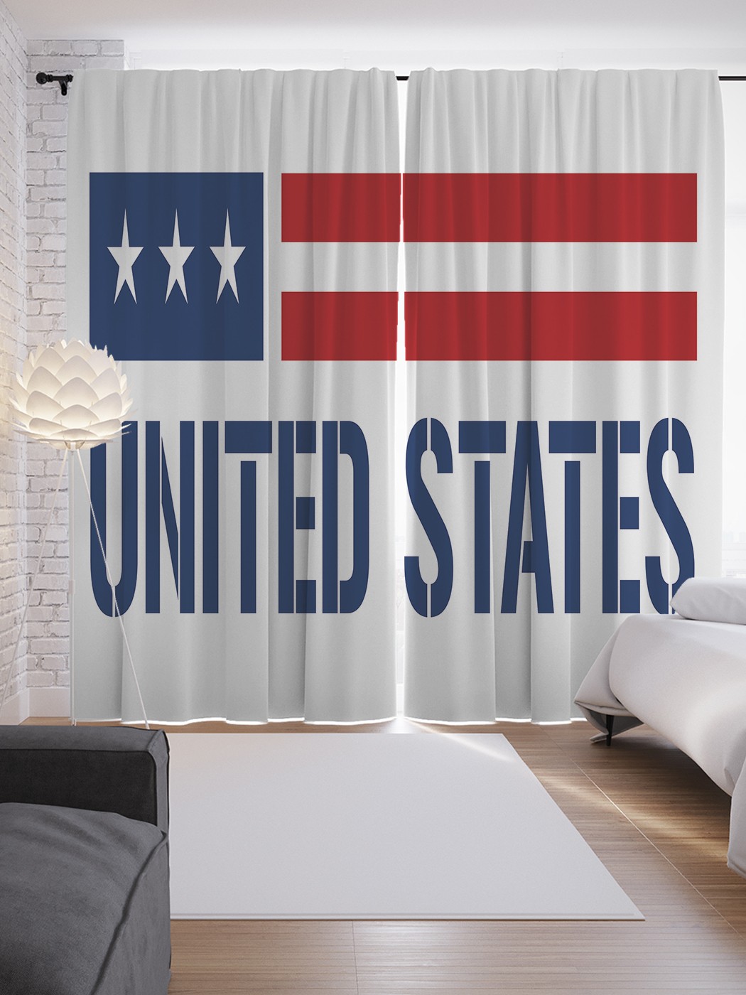 

Шторы JoyArty с фотопечатью "Логотип США" из сатена, 290х265 см, Логотип США