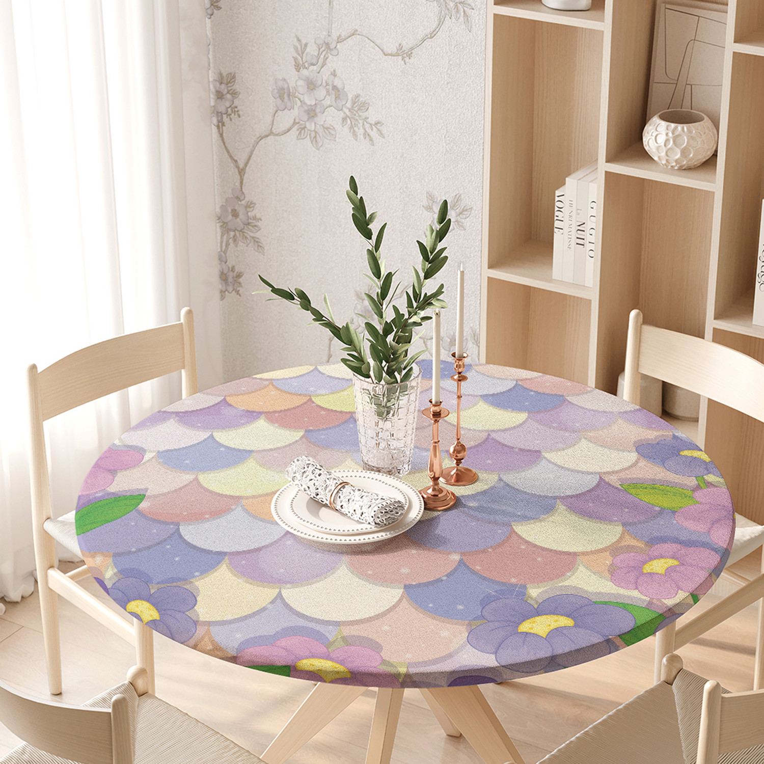 

Скатерть на кухонный стол Сказочная поляна на резинке 105-120 см, Розовый, Сказочная поляна