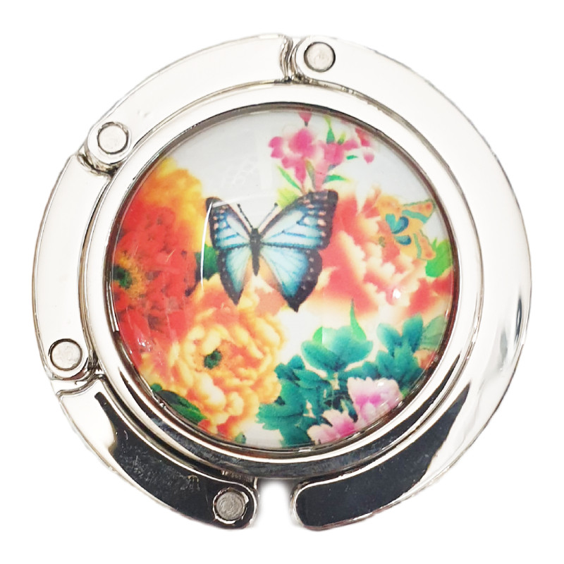 Крючок для сумки женский Бабочки серебристый/разноцветный