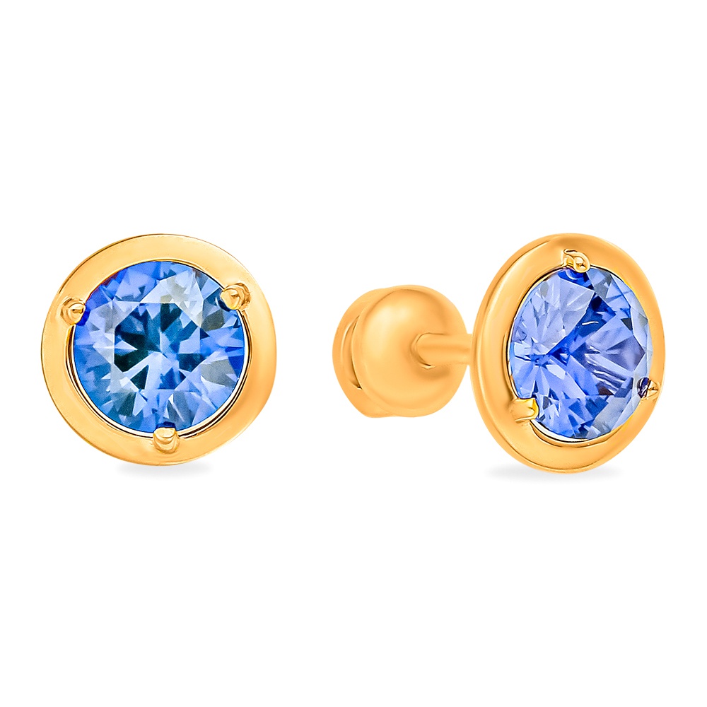 

Серьги из красного золота 585Gold 4300139046, сапфир искусственный, 4300139046
