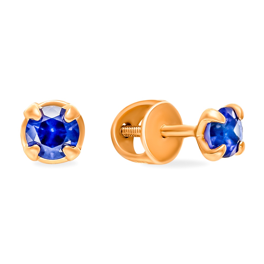 

Серьги из красного золота 585Gold 4300139139, сапфир искусственный, 4300139139