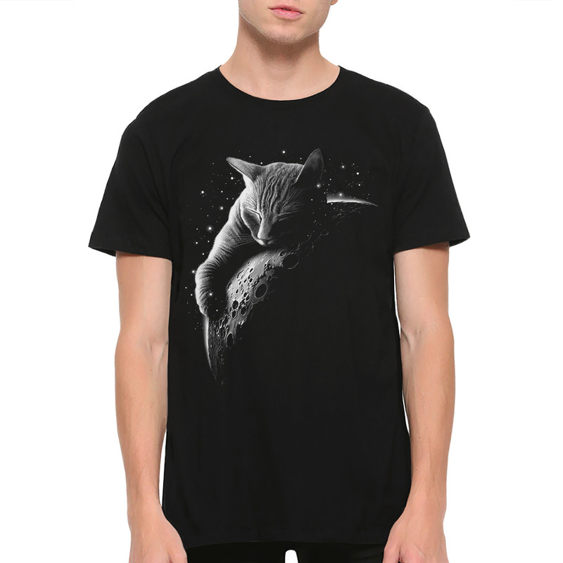 

Футболка мужская Dream Shirts Кот На Луне черная M, Черный, Кот На Луне