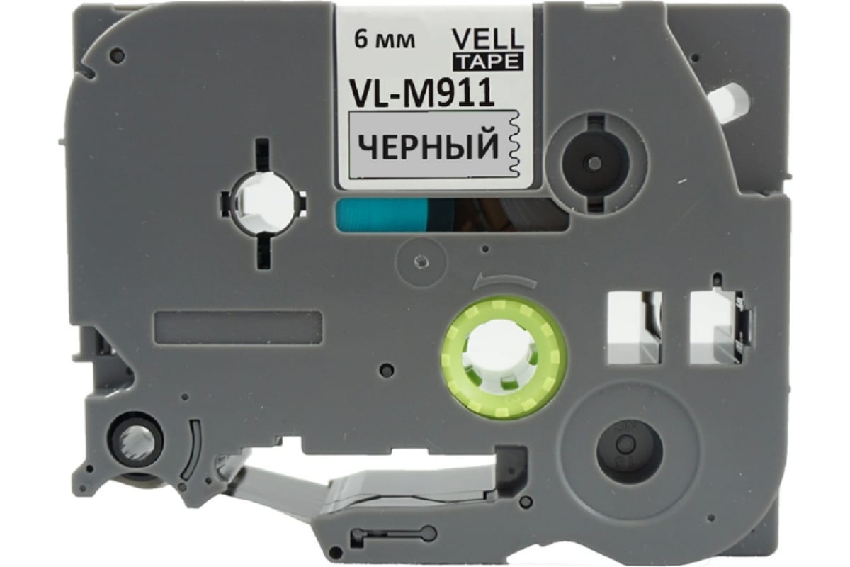 Лента Vell VL-M911 (Brother TZE-M911, 6 мм, черный на металлизированном)