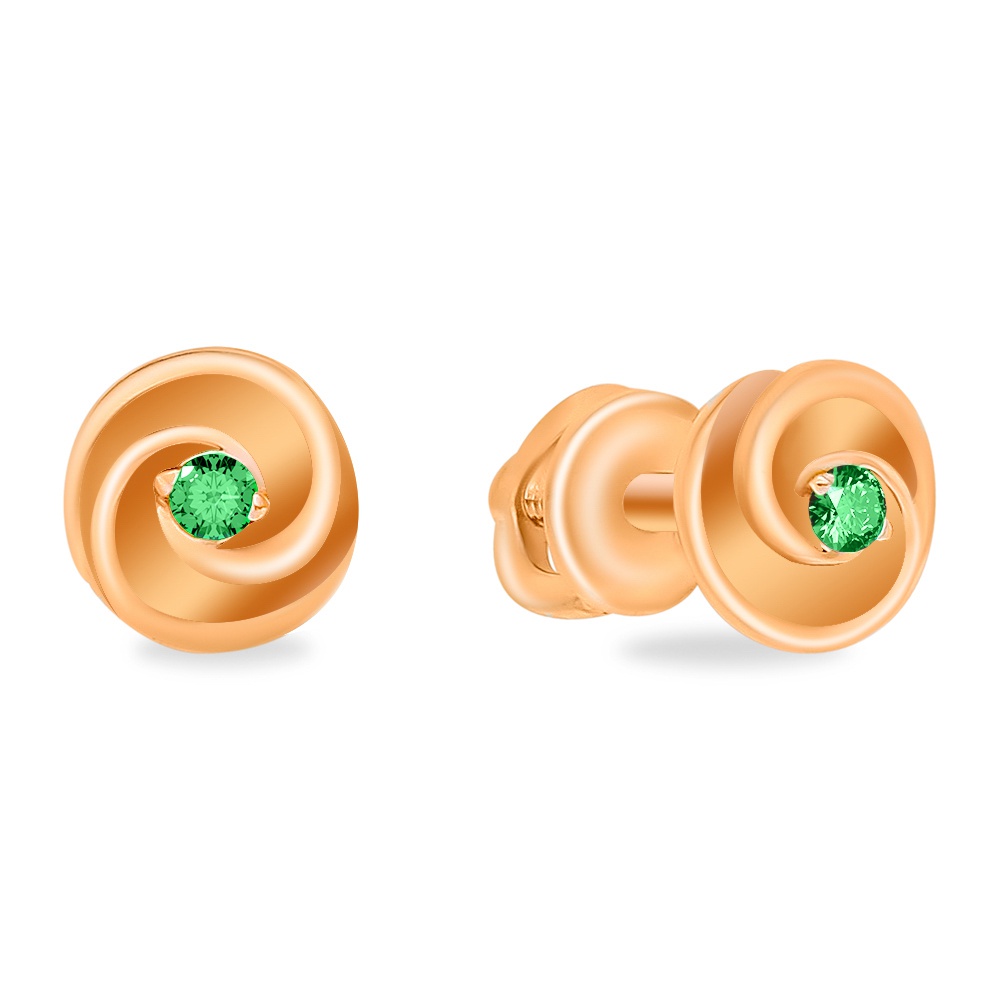 

Серьги из красного золота 585Gold 4300139366, изумруд искусственный, 4300139366