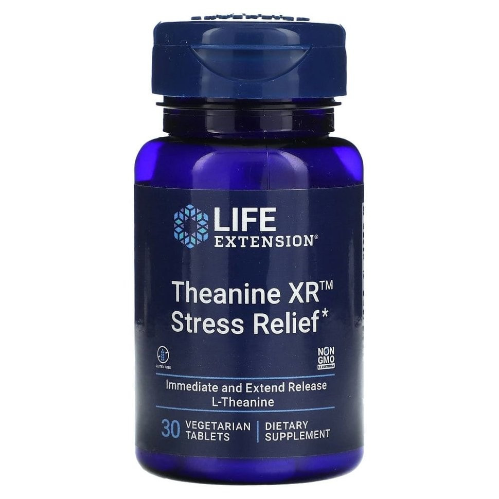 L-теанин LIFE Extension Theanine XR Stress Relief, 30 вегетарианских капсул