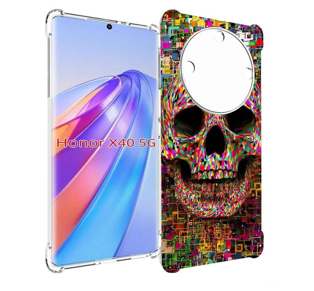 

Чехол MyPads череп красочные цвета для Honor X40, Прозрачный, Tocco