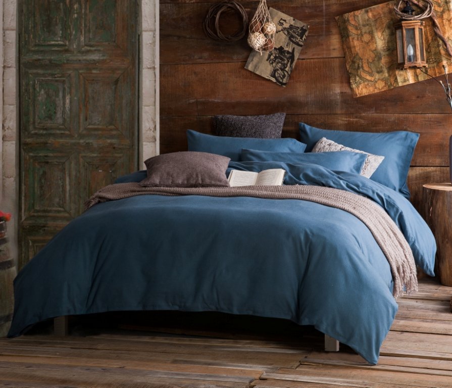 фото Комплект постельного белья "темный синий" mency
