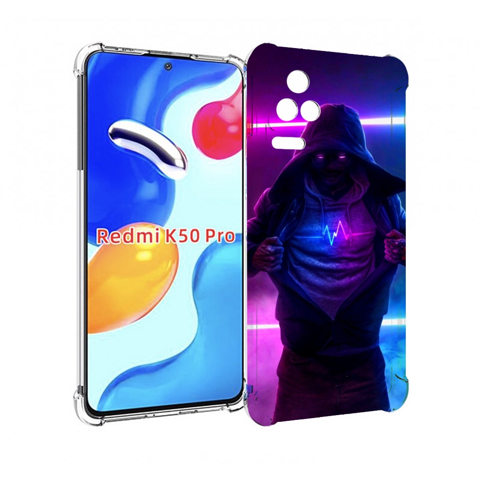 Чехол MyPads парень в капюшоне неоновый для Xiaomi Redmi K50 / K50 Pro