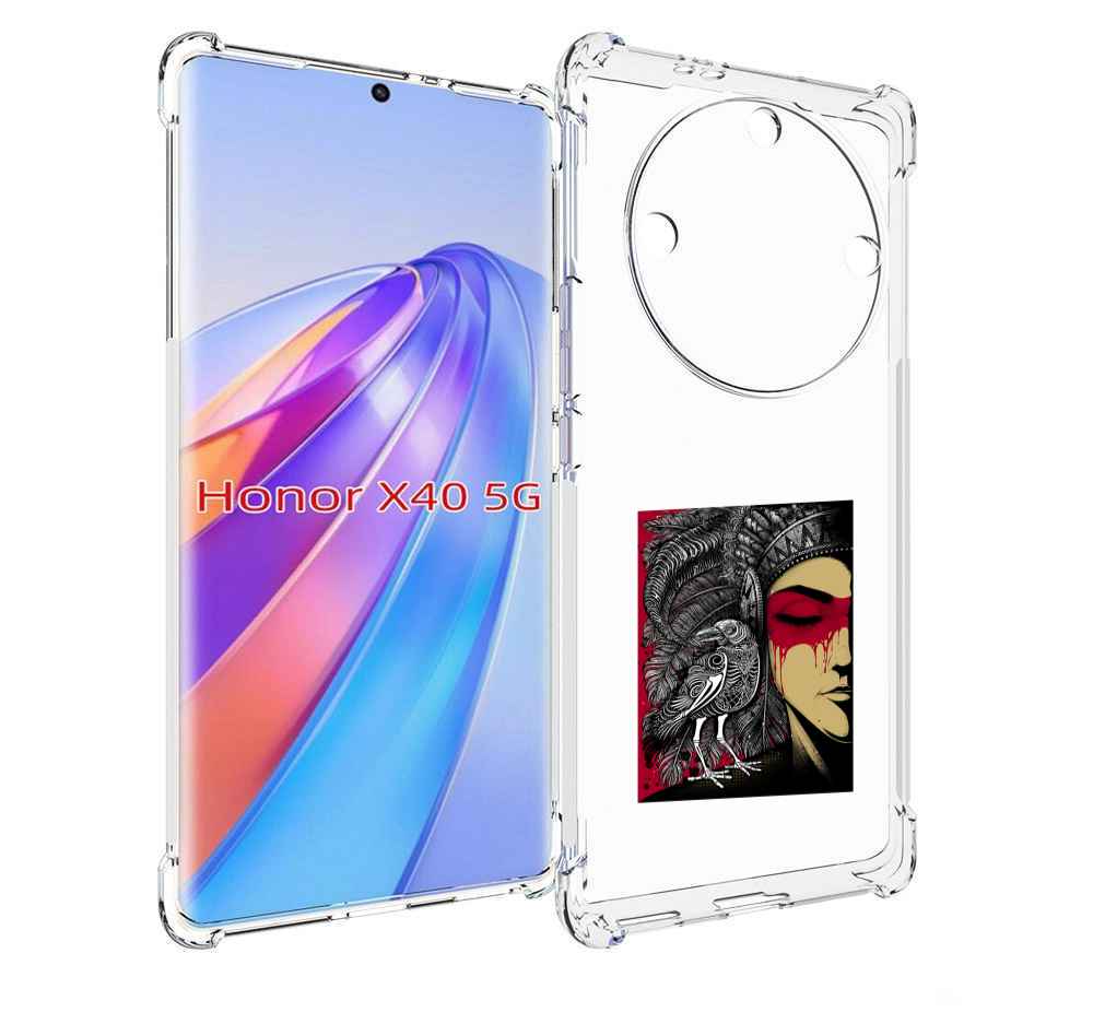 

Чехол MyPads девушка с вороном в абстракции для Honor X40, Прозрачный, Tocco