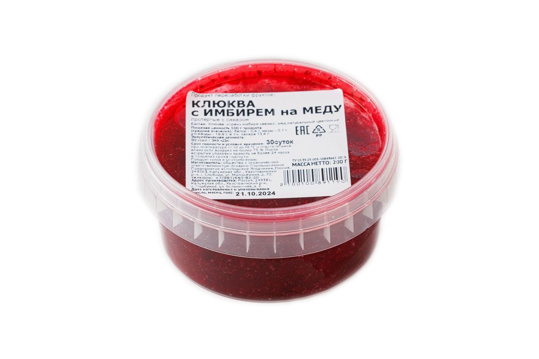 

Клюква ВкусВилл с имбирем на меду 200 г