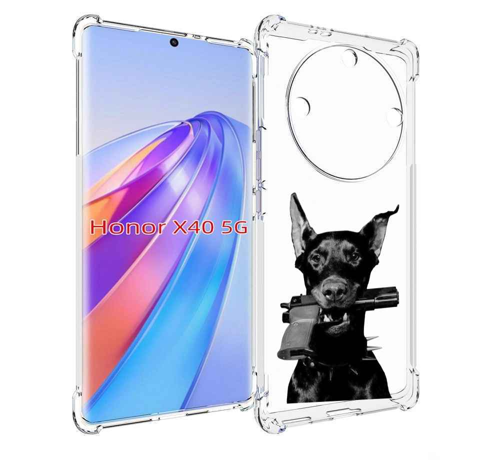 

Чехол MyPads доберман с пистолетом для Honor X40, Прозрачный, Tocco