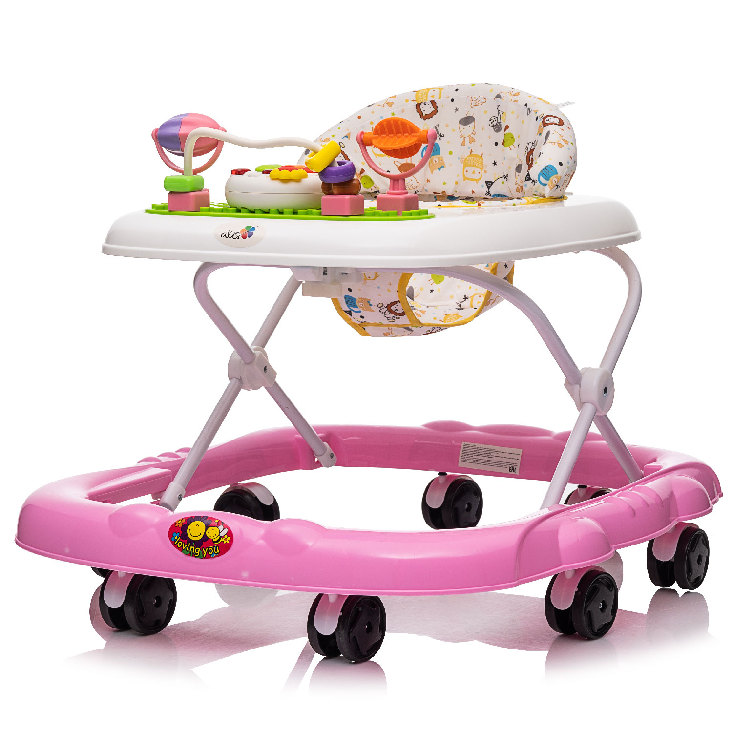 Ходунки Alis Joy музыкальные, 8 колес, розовый ходунки детские alis солнышко оранжевый силиконовые колеса