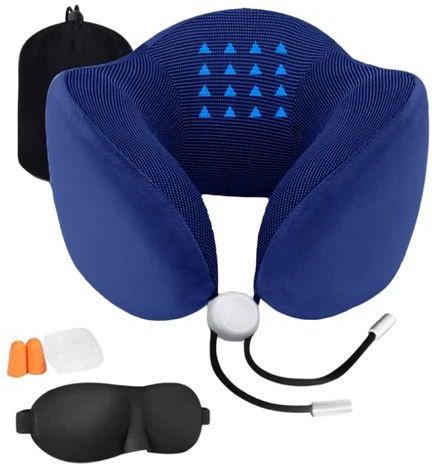 Подушка для путешествий RoadLike Travel Kit Pure с эффектом памяти, синий