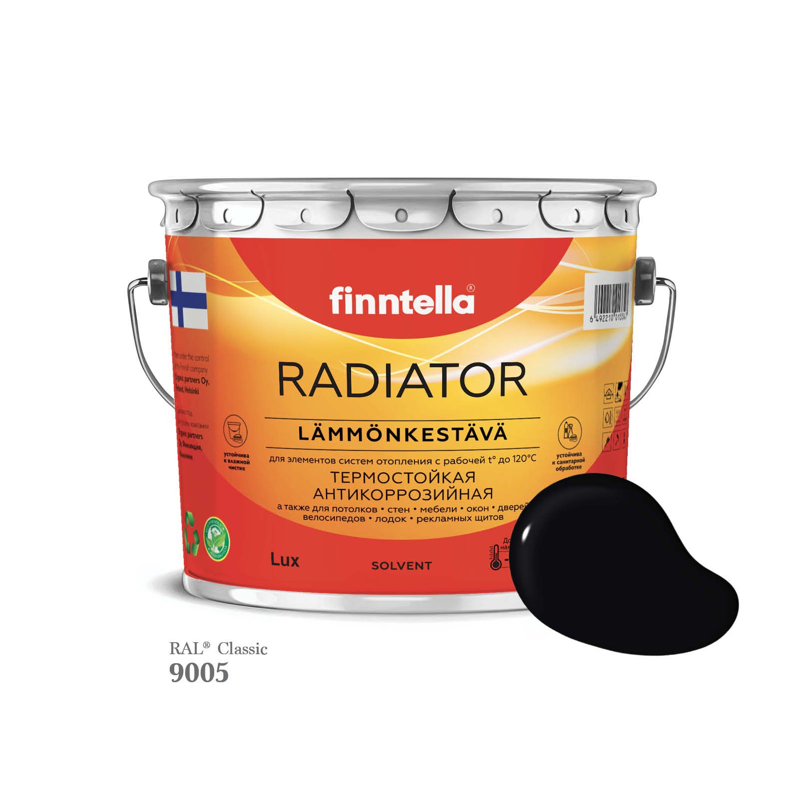 

Краска для радиаторов быстросохнущая финская эмаль FINNTELLA RADIATOR Matta. Матовая. Цвет, Черный, RADIATOR Matta RAL