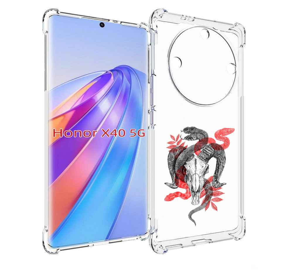 

Чехол MyPads змея в черепе рисунок для Honor X40, Прозрачный, Tocco