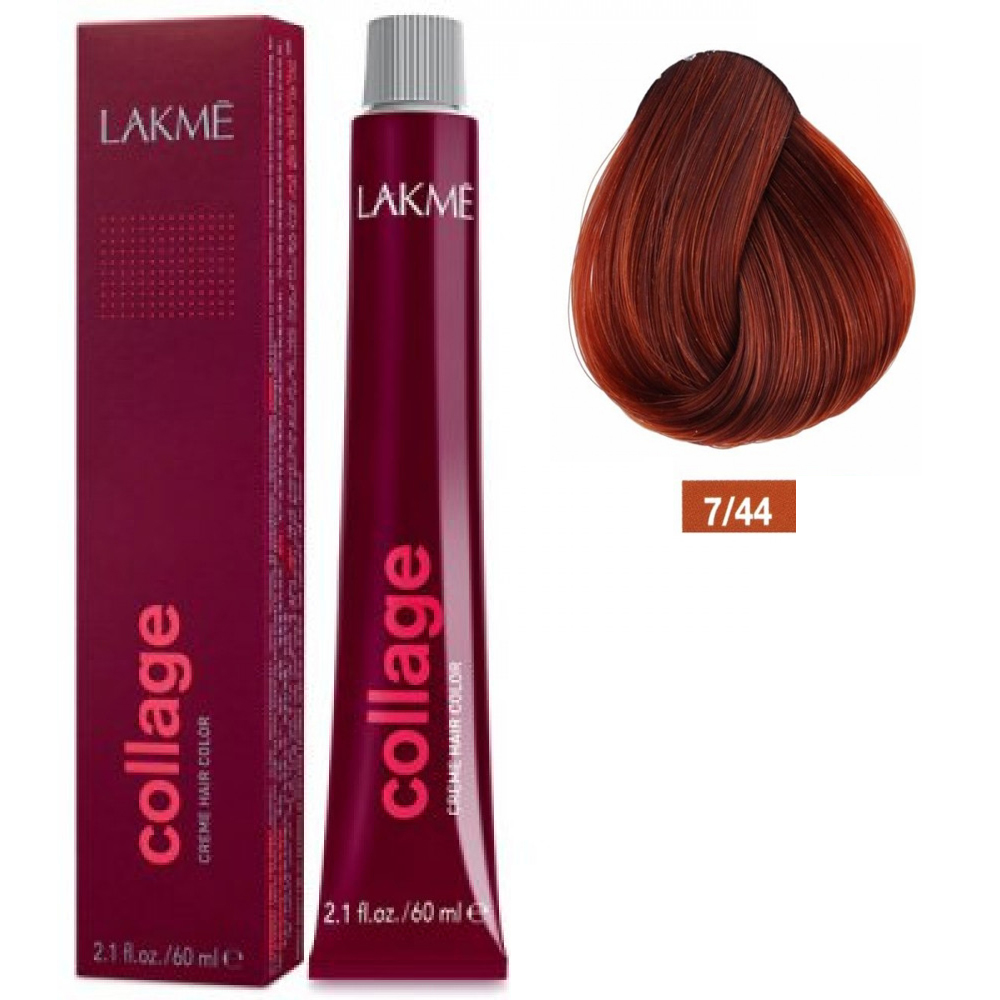 Краска для волос LakMe Color Care Collage Creme Hair Color, Крем-краска перманентная, 7/44 краска для волос lakme color care collage creme hair color крем краска перманентная 9 22
