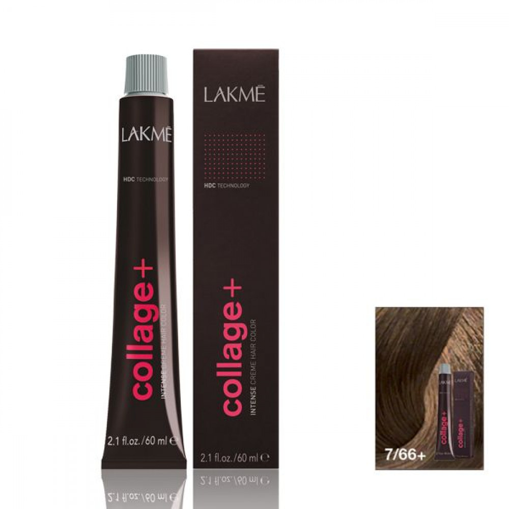 Краска для волос Lakme Color Care Collage Creme Hair Color перманентная, 7/66, 60 мл