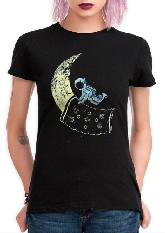 

Футболка женская Dream Shirts Космонавт и Луна черная XS, Черный, Космонавт и Луна