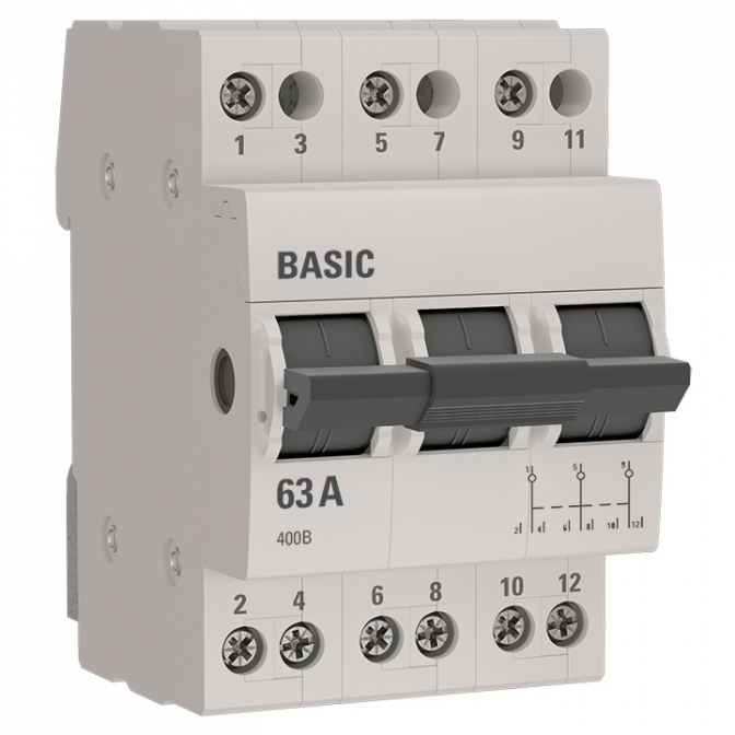 фото Ekf переключатель трехпозиционный 3p 63а basic