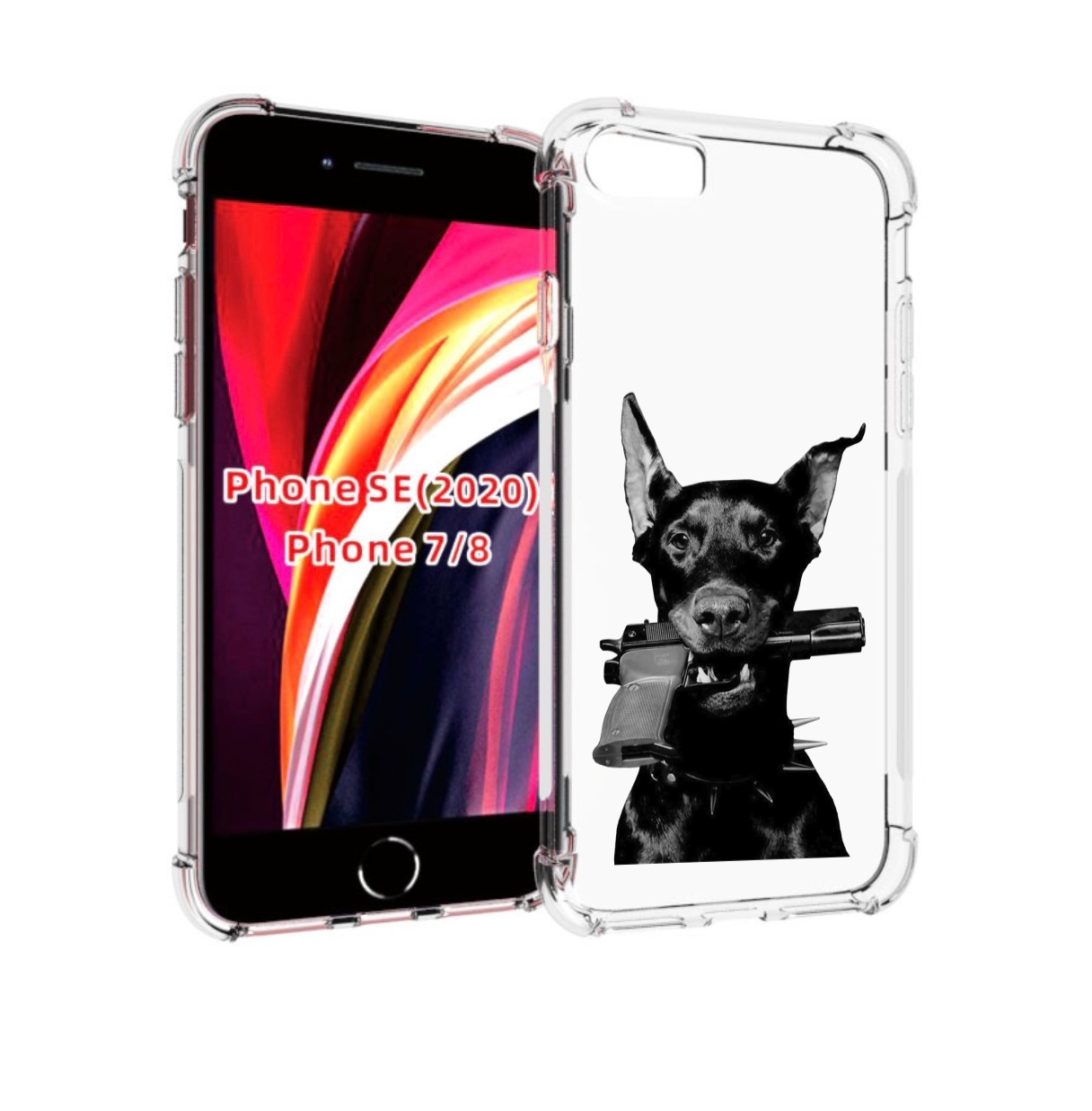 

Чехол MyPads доберман с пистолетом для iPhone 7 4.7 / iPhone 8 / iPhone SE 2 (2020), Прозрачный, Tocco