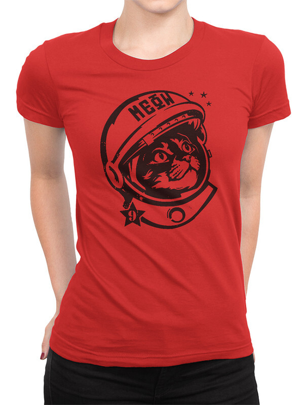

Футболка женская Dream Shirts Кот-Космонавт красная L, Красный, Кот-Космонавт