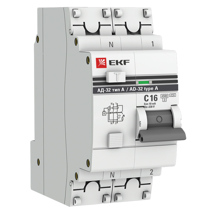 Дифференциальный автомат EKF АД-32 1P+N 16А/ 10А DA32-16-10-a-pro (тип А) автомат м4а1 световые и звуковые эффекты работает от батареек