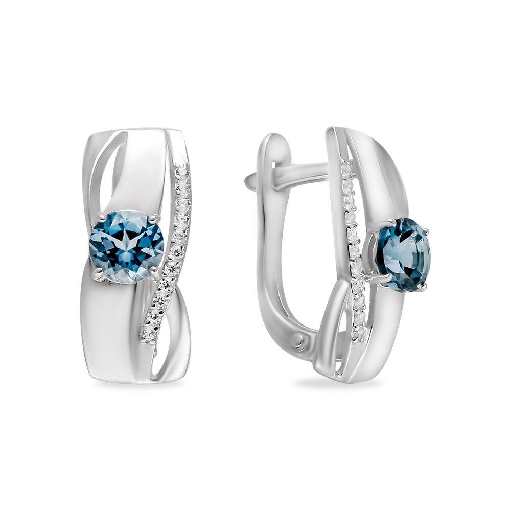 

Серьги из серебра 585Gold 4100089472, топаз/фианит, 4100089472