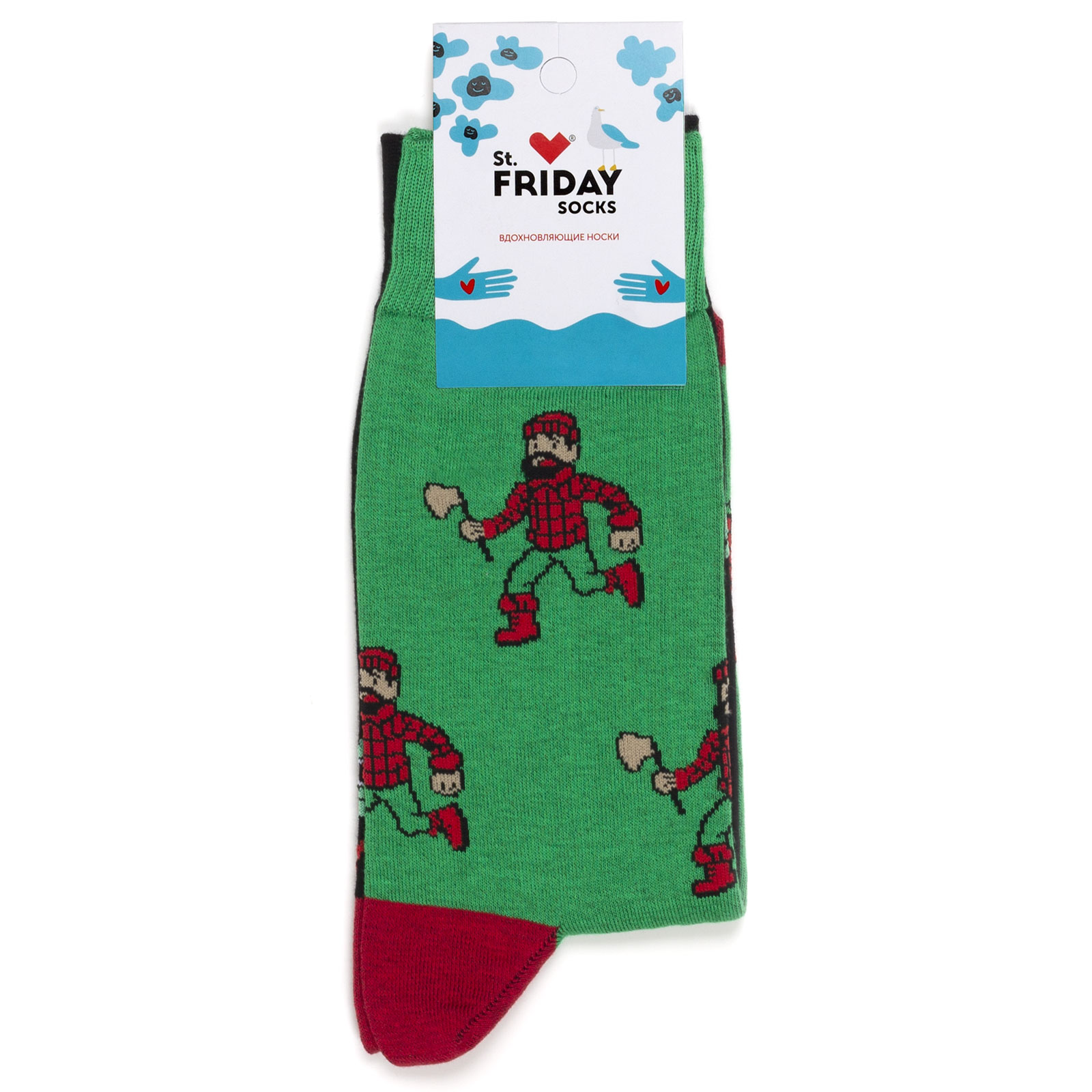 

Носки унисекс St. Friday Socks Дровосек и ёлка зеленые 42-46, Зеленый, Дровосек и ёлка
