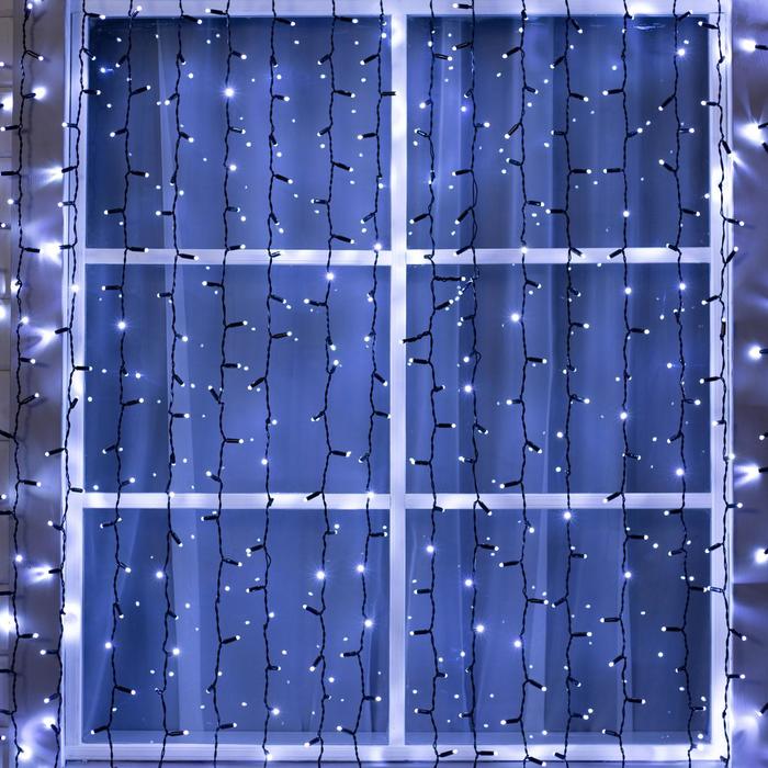 

Гирлянда Занавес 2 × 6 м, IP65, УМС, темная нить, 1440 LED, свечение белое, 220 В