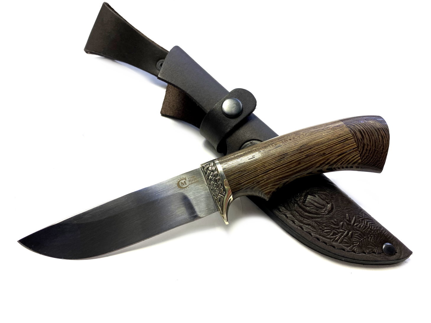 Туристический нож Егерь Семин, кованая 95х18, рукоять венге, литье мельхиор