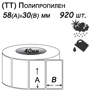 Этикет-лента 58х30 полипропилен (900 этикеток в ролике), втулка 40 мм