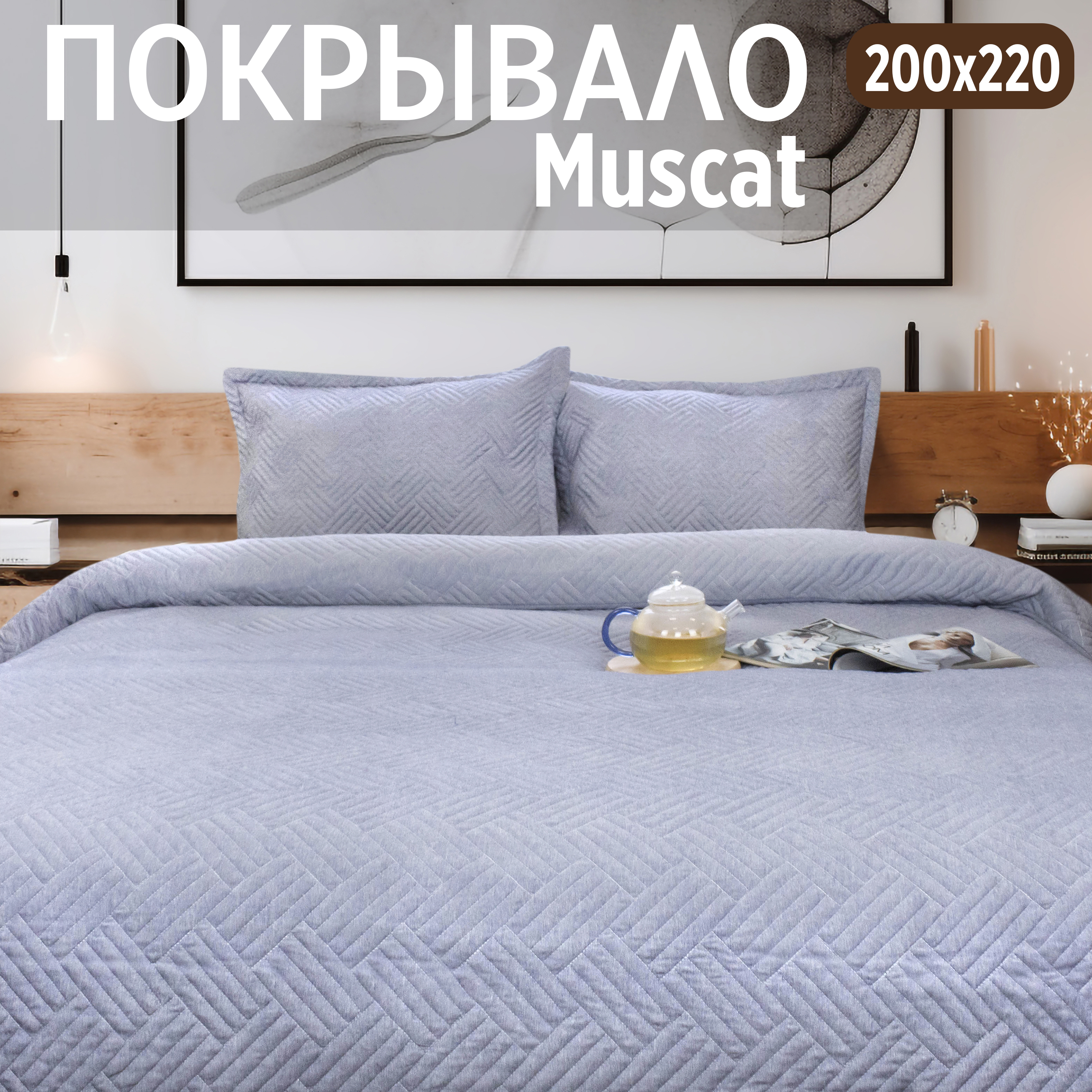 

Покрывало на кровать Cleo Home Collection евро макси однотонное с наволочками 230х250