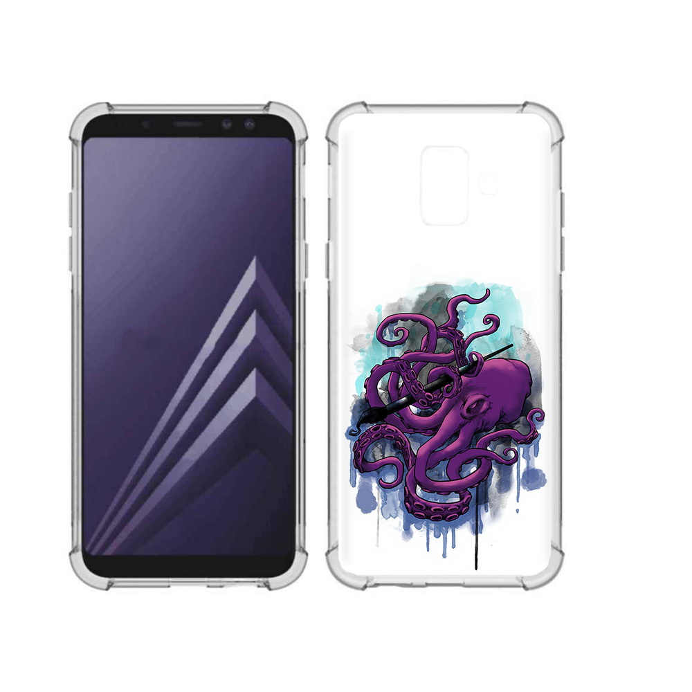 

Чехол MyPads Tocco для Samsung Galaxy A6 (2018) фиолетовый осьминог (PT111558.582.658), Прозрачный, Tocco
