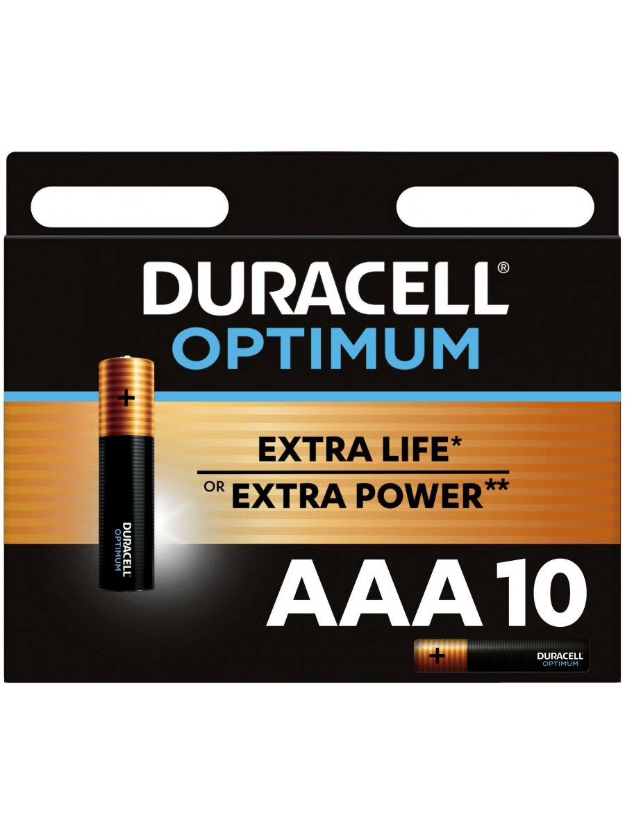 

Батарея AAA Duracell Alkaline LR03 Optimum, в комплекте 10шт. (5014072)