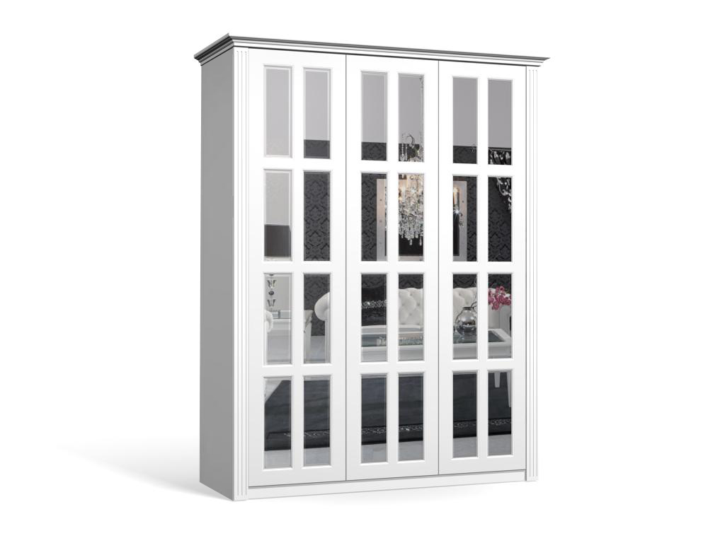 

Шкаф распашной Классика Люкс-3.6 МДФ с зеркалом трёхдверный 150x210x50 Мегамебель, Белый, Классика-Люкс-3.6