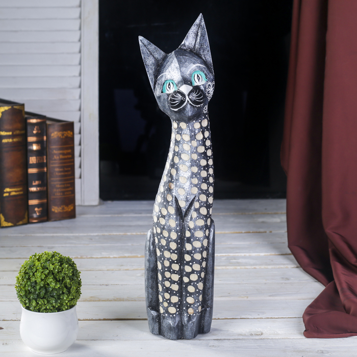 

Сувенир дерево "Кошка пятнистая с цветочком" 5,5х12х50 см