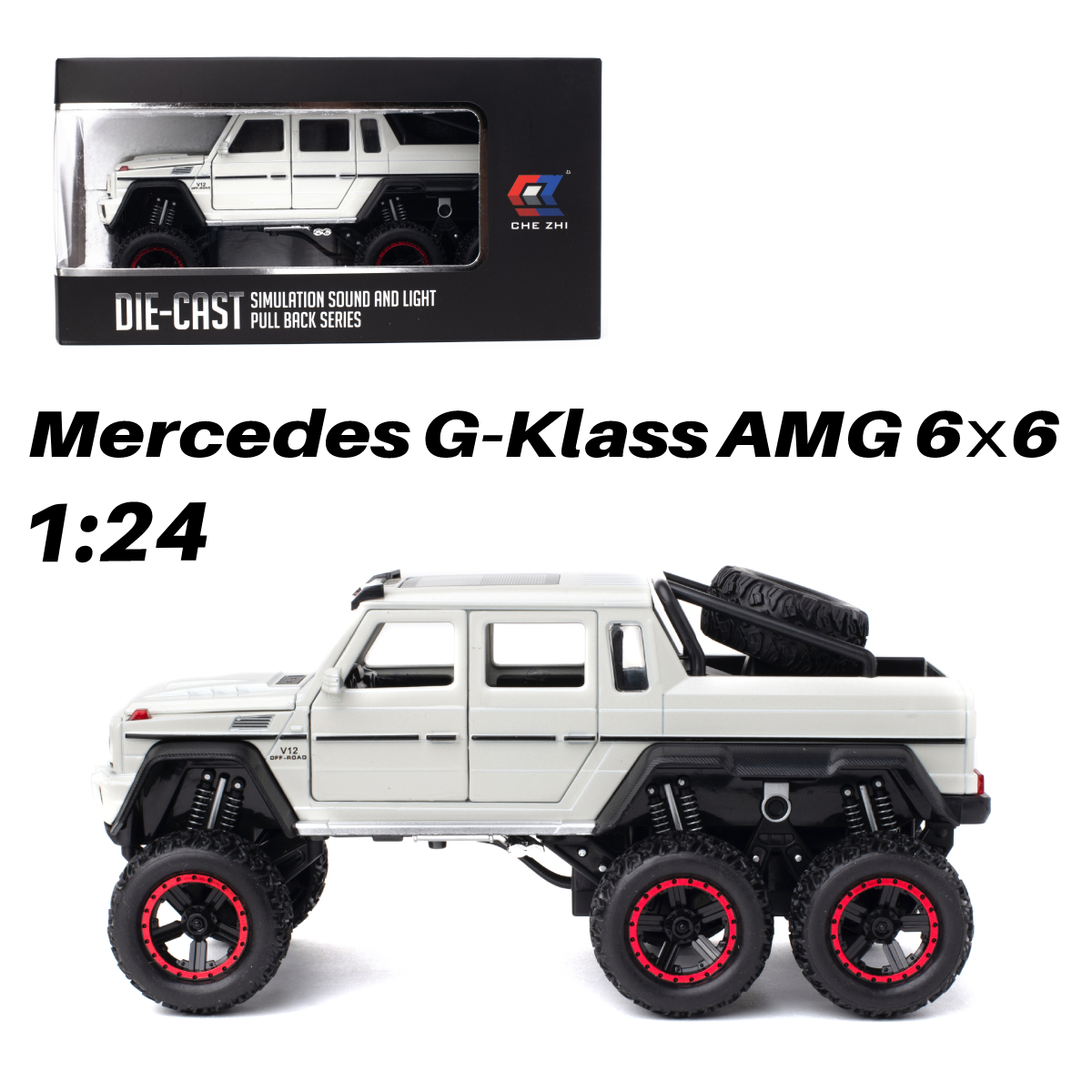 фото Машинка mercedes g-klass amg 6х6 chezhi 1:22 cz122w