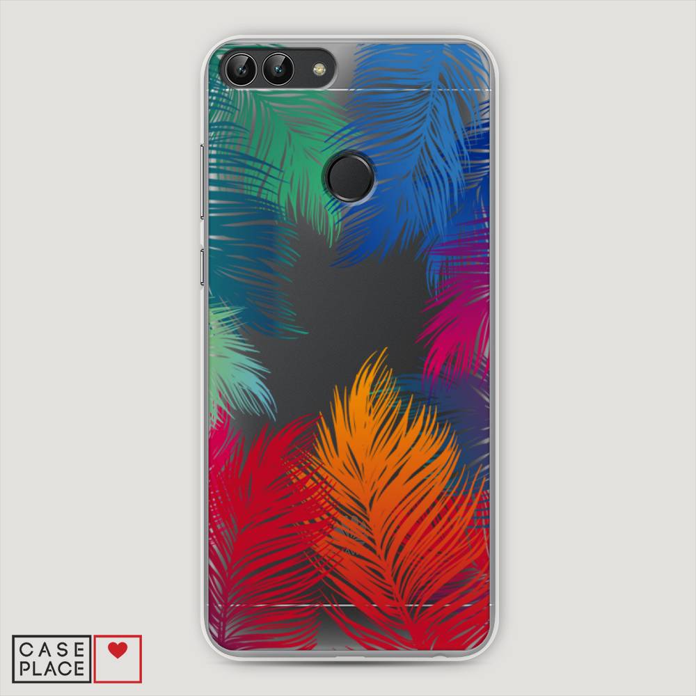 фото Чехол awog "рамка из перьев" для huawei p smart